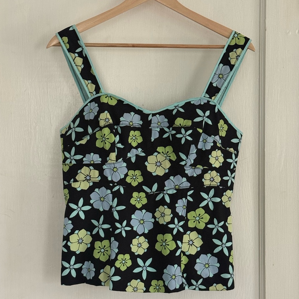 Sigrid Olsen Floral Black and Green Women's Top Size 4